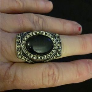 Black and rhinestone ring